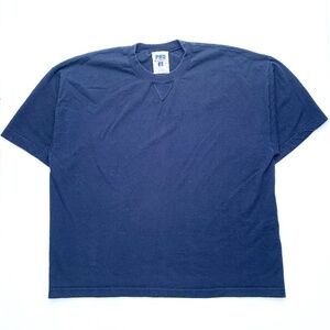 Basic Heavyweight 100% Cotton Navy Blue Russell Oversized Crew Neck T-Shirt XL